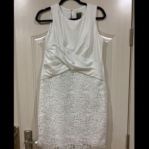 White Sleeveless Lace Fitted Dress